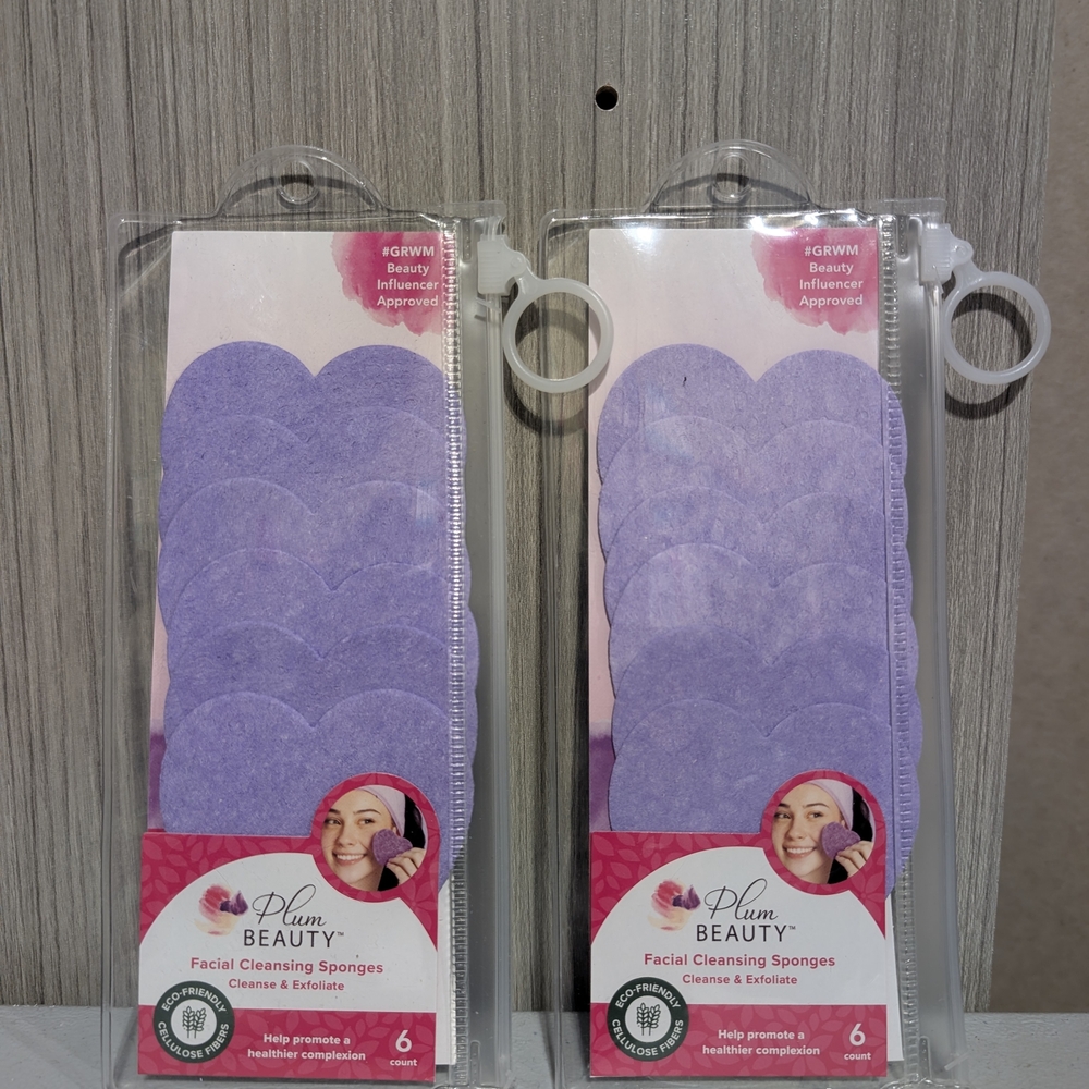 (2) Plum Beauty Facial Cleansing sponges - 6 ct.